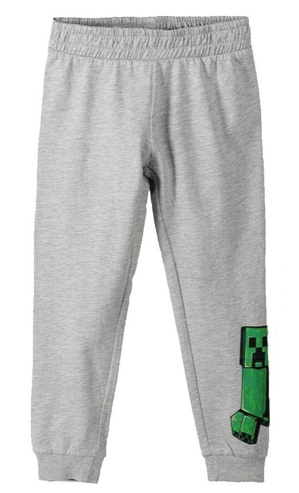 Minecraft Jogginghose Jogginghose hellgrau meliert Jogger Jungen + Mädchen 116 - 152 cm von Minecraft