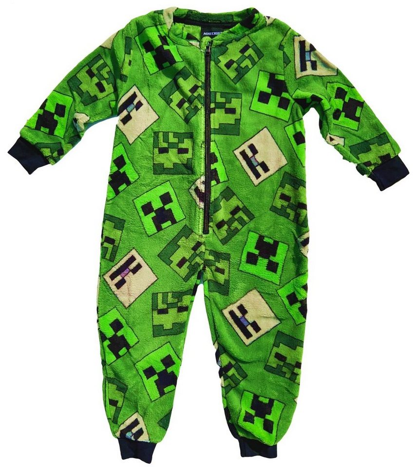 Minecraft Jumpsuit MINECRAFT Kinder Jumpsuit Overall Pyjama Strampelanzug Jungen + Mädchen 3 4 5 6 7 8 9 10 Jahre Gr: 98/104 110/116 122/1280134/140 von Minecraft