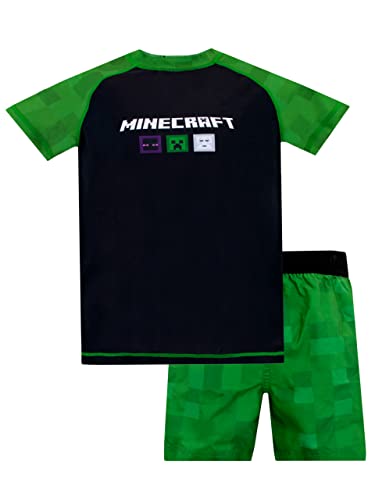 Minecraft Badeanzug Kinder Bademode Zweiteiliger Creeper Schwimmanzug Grün 118 von Minecraft