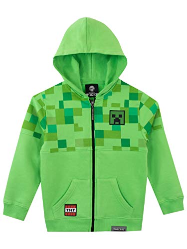 Minecraft Pullover Jungen | Creeper Zipper Hoodie für Kinder | Gaming Kapuzenpullover für Jungs Grün 158 von Minecraft