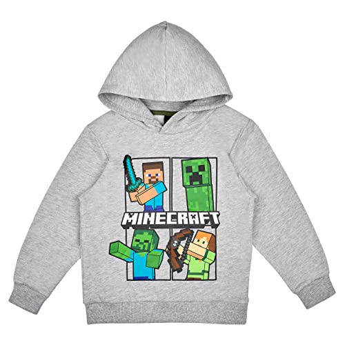 Minecraft Jungen Creeper Hoodie Kapazenpullover (Grau, 116) von Minecraft