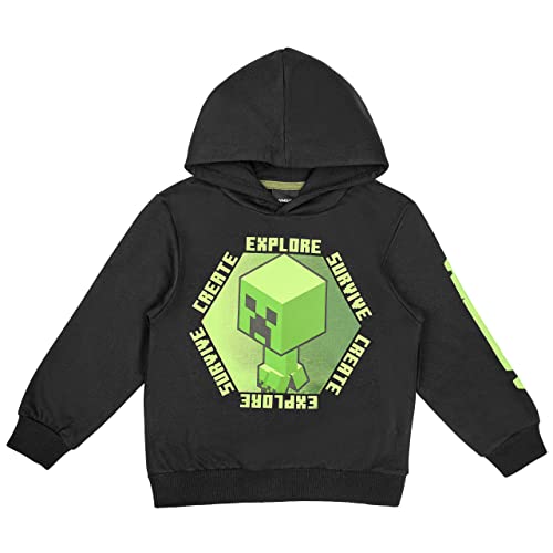 Minecraft Jungen Creeper Hoodie Kapazenpullover (Schwarz 2, 116) von Minecraft