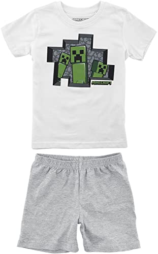 Minecraft Kids - Creeper Männer Kinder-Pyjama grau meliert/weiß 128 von Minecraft