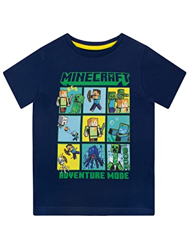 Minecraft Jungen Creeper and Steve T-Shirt Blau 146 von Minecraft