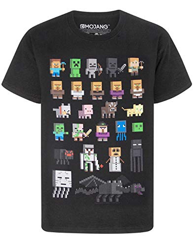 Minecraft Jungen T-Shirt Alter 4 bis 14 Jahre, Schwarz, 9-10 Jahre von Minecraft