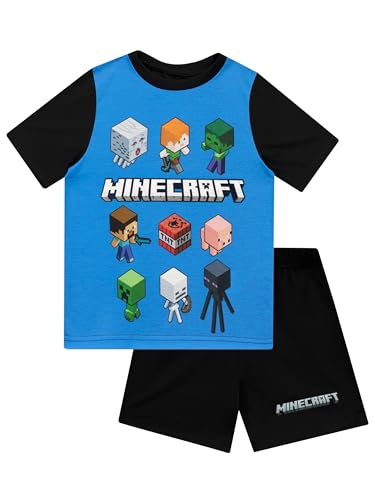 Minecraft Jungen Steve and Creeper Schlafanzug Schwarz 116 von Minecraft