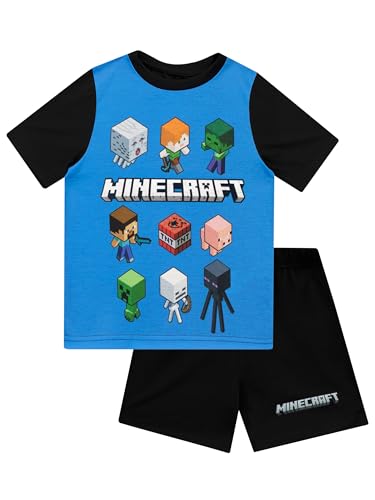 Minecraft Jungen Steve and Creeper Schlafanzug Schwarz 146 von Minecraft