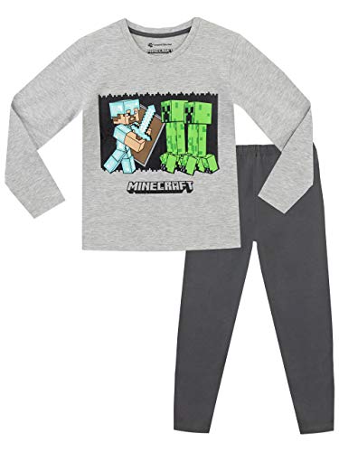 Minecraft Jungen Steve und Creeper Schlafanzug, Grau, 152 (Herstellergröße: 11 - 12 Jahre) von Minecraft