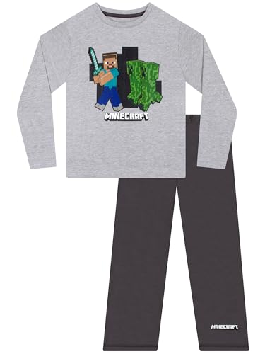 Minecraft Pyjama | Gaming Schlafanzug Jungen | Schlafanzüge Für Jungen | Grau 128 von Minecraft