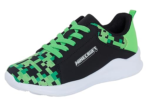 Minecraft Jungen Turnschuhe für Kinder Mädchen Creeper Gaming Leichte Sportschuhe für Gamer, schwarz / grün, 31 EU von Minecraft