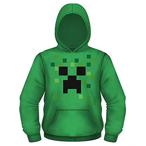 Minecraft Jungen-Videospiel-Kapuzenpullover – Schwarz und Grün Creeper Face – Offizielles Sweatshirt, Green Creeper, XS von Minecraft