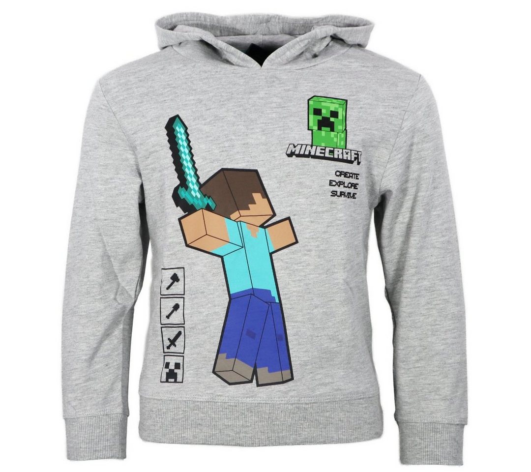 Minecraft Kapuzenpullover Minecraft Creeper Steve Kinder Hoodie Pullover Gr. 116 bis 152 von Minecraft