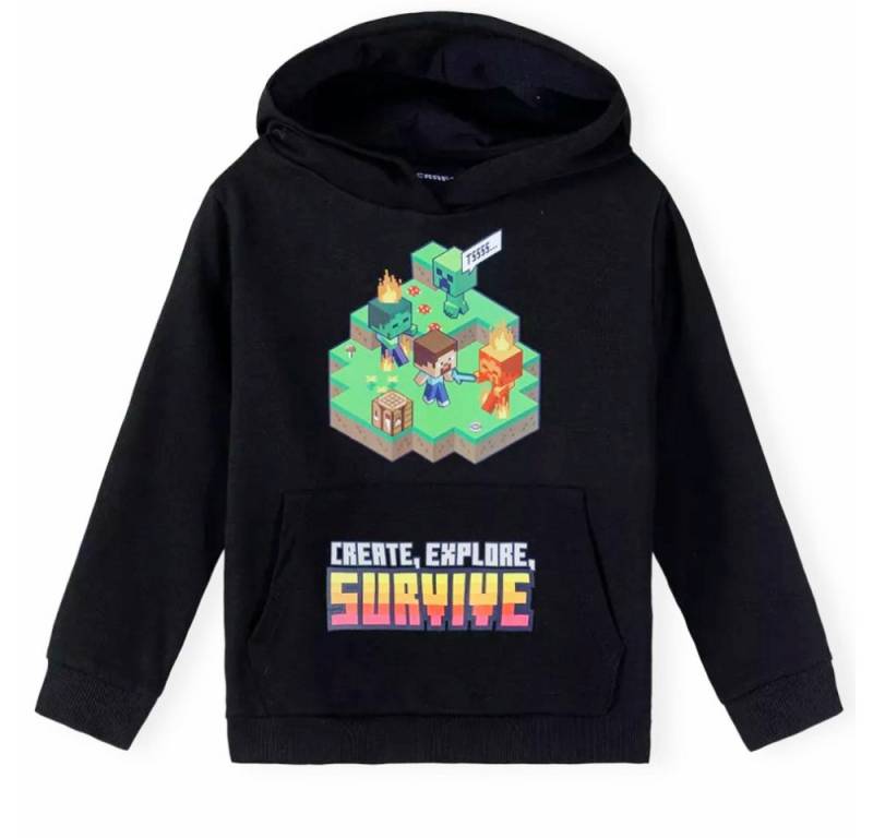 Minecraft Kapuzenpullover Minecraft Diamond Steve Kinder Hoodie Pullover Gr. 128 bis 152, Baumwolle von Minecraft