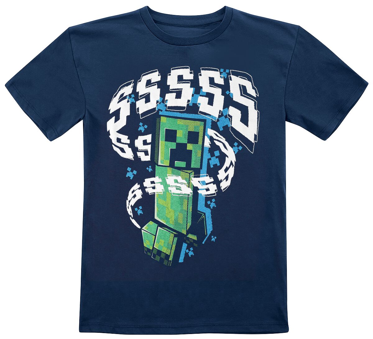 Minecraft Kids - Creeper T-Shirt dunkelblau in 104 von Minecraft