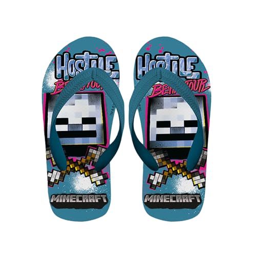 Minecraft Kinder Flip Flops, Klassisch und Leicht, Geschenk Sandalen für Jungen, Größe EU 27/28 | Blau von Minecraft