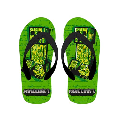Minecraft Kinder Flip Flops, Klassisch und Leicht, Geschenk Sandalen für Jungen, Größe EU 33/34 | Grün von Minecraft