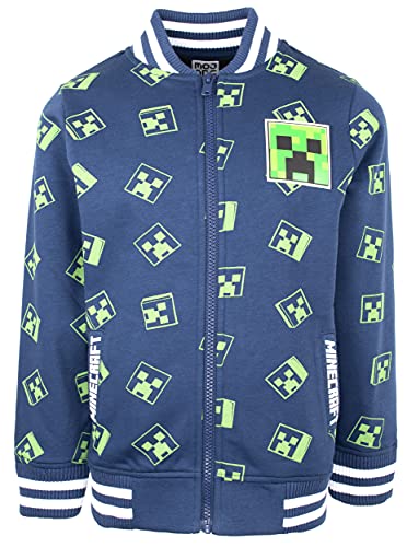 Minecraft - Kinder Kleidung Hoodie Zip Up Baseball Jacke/Sweatshirt mit Reißverschluss - Alter 9/10, Marine von Minecraft
