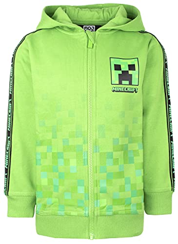 Minecraft - Kinder Kleidung Kapuzenpulli mit Reißverschluss - Green Creeper Pixel - Alter, 7-8 Jahre Große Größen von Minecraft