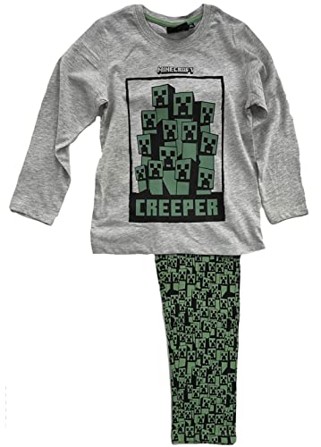 Minecraft Kinder Pyjama Langer Schlafanzug für Jungen + Mädchen 10 Jahre Größen 140 cm Grau - Grün von Minecraft