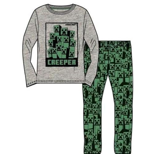 Minecraft Kinder Pyjama Langer Schlafanzug für Jungen + Mädchen 8 Jahre Größen 128 cm Grau - Grün von Minecraft