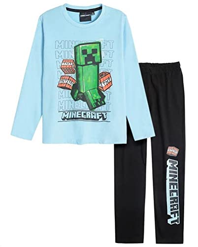 Minecraft Kinder Pyjama Langer Schlafanzug für Jungen + Mädchen 8 Jahre Größen 128 cm Sky hellblau von Minecraft