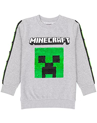 Minecraft Kinder Sweatshirt Pailletten Creeper TNT Grey Gamer Jumper Hoodie 11-12 Jahre von Minecraft