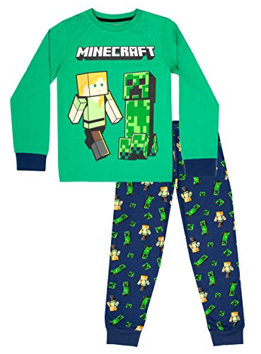 Minecraft - Kleidung - Jungen Pyjamas- 100% Baumwolle Jungen Pyjamas - Pyjama-Set Geschenke - Grün & Blau- Alter 11-12 von Minecraft