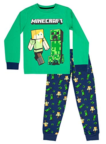 Minecraft - Kleidung - Jungen Pyjamas- 100% Baumwolle Jungen Pyjamas - Pyjama-Set Geschenke - Grün & Blau- Alter 9-10 von Minecraft