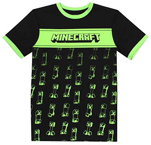 Minecraft - Kleidung - Jungen T-Shirt - Gamer Kinder Kleidung - Kontrast Creeper T-Shirt Geschenke - Geschenke für Jungen - Schwartz - Alter 11/12 von Minecraft