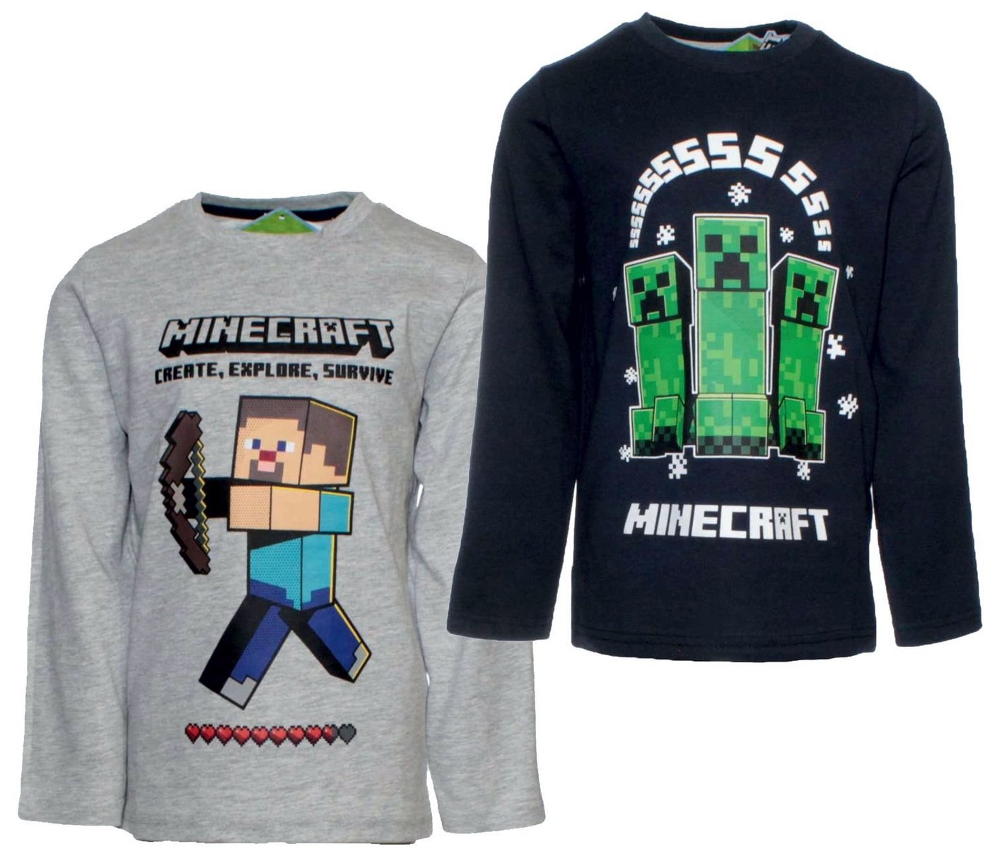 Minecraft Langarmshirt 2x Minecraft Langarm T-Shirts Sweatshirts Kinder Zocker Gamer von Minecraft