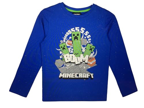 Minecraft Langarmshirt dunkelblau (DE/NL/SE/PL, Numerisch, 116, 122, Regular, blau) von Minecraft