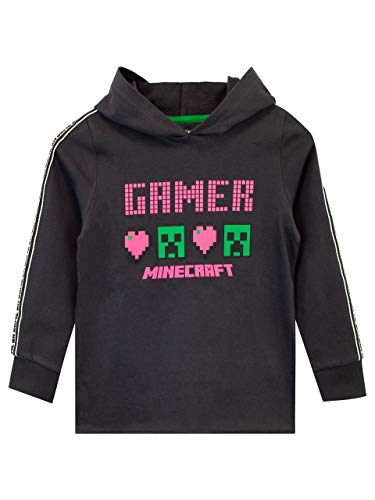 Minecraft Mädchen Creeper Kapuzenpullover Grau 116 von Minecraft