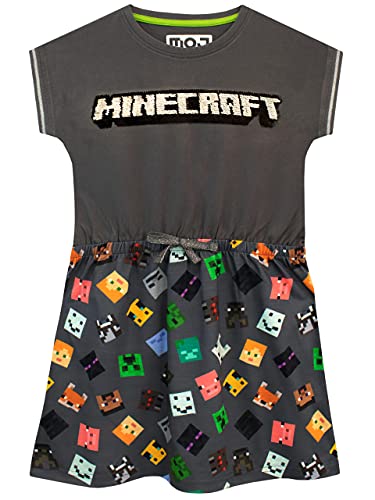 Minecraft Mädchen Kleid Grau 116 von Minecraft