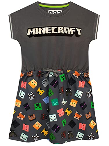 Minecraft Mädchen Kleid Grau 158 von Minecraft