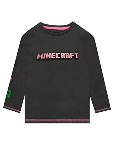 Minecraft Mädchen Langarm Top Schwarz 134 von Minecraft