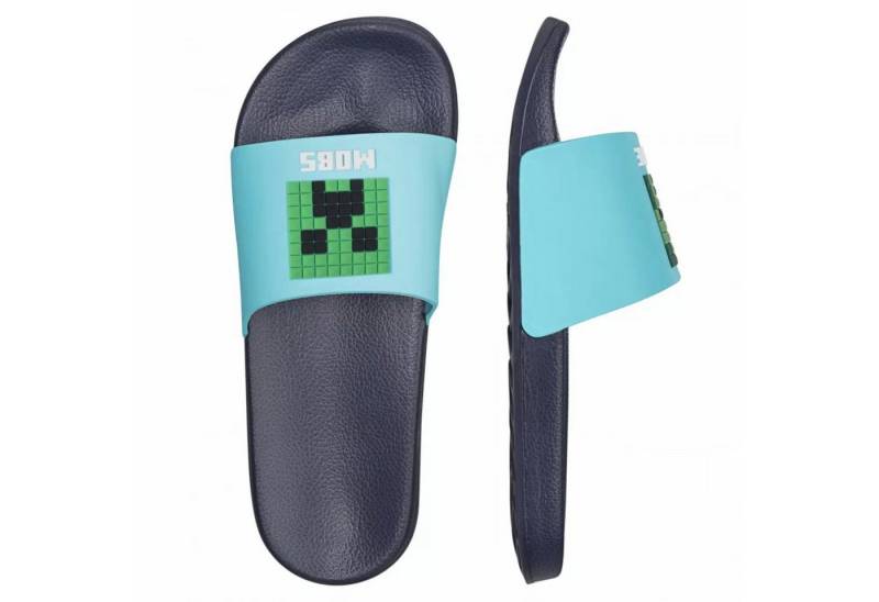 Minecraft Minecraft Creeper Zombie Jungen Sandalen Latschen Sandale Gr. 29 bis 38, Blau von Minecraft