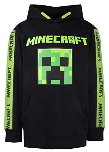 Minecraft Kleidung, Jungen Hoodie, 100% Baumwolle, Schwarzer Hoodie, grüner Creeper Hoodie, Geschenk, Schwarz, Schwarz, 7-8 Jahre von Minecraft