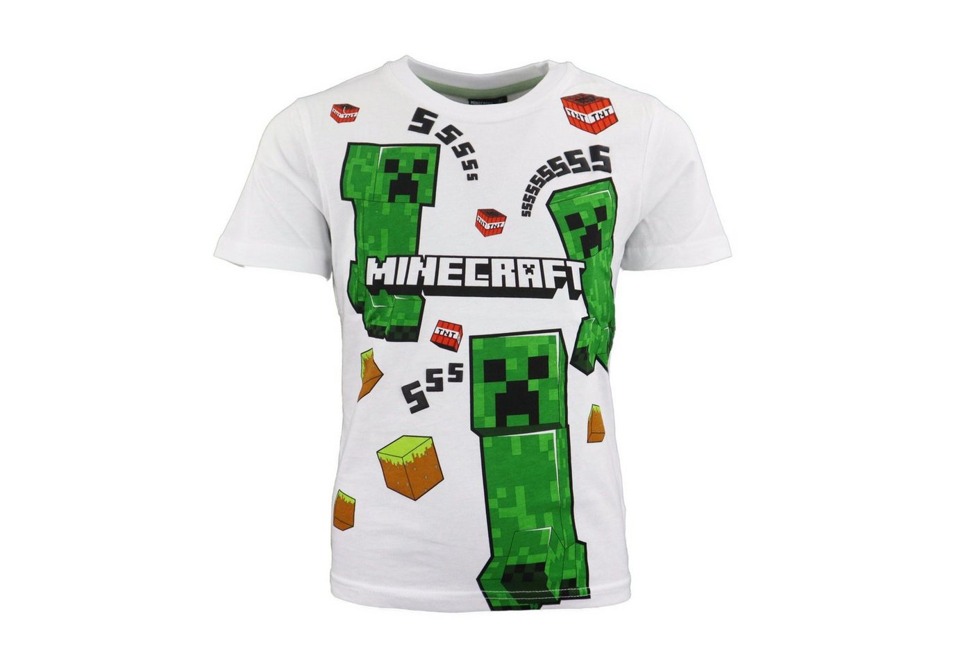 Minecraft Print-Shirt Minecraft Creeper White Kinder jungen T-Shirt Gr. 116 bis 152, 100% Baumwolle von Minecraft