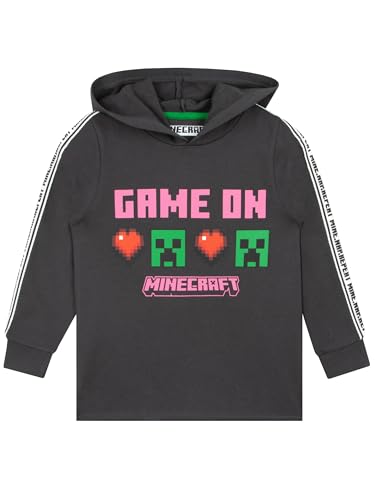 Minecraft Pullover Mädchen | Creeper Mädchen Pullover | Kapuzenpullover Für Mädchen | Grau 140 von Minecraft