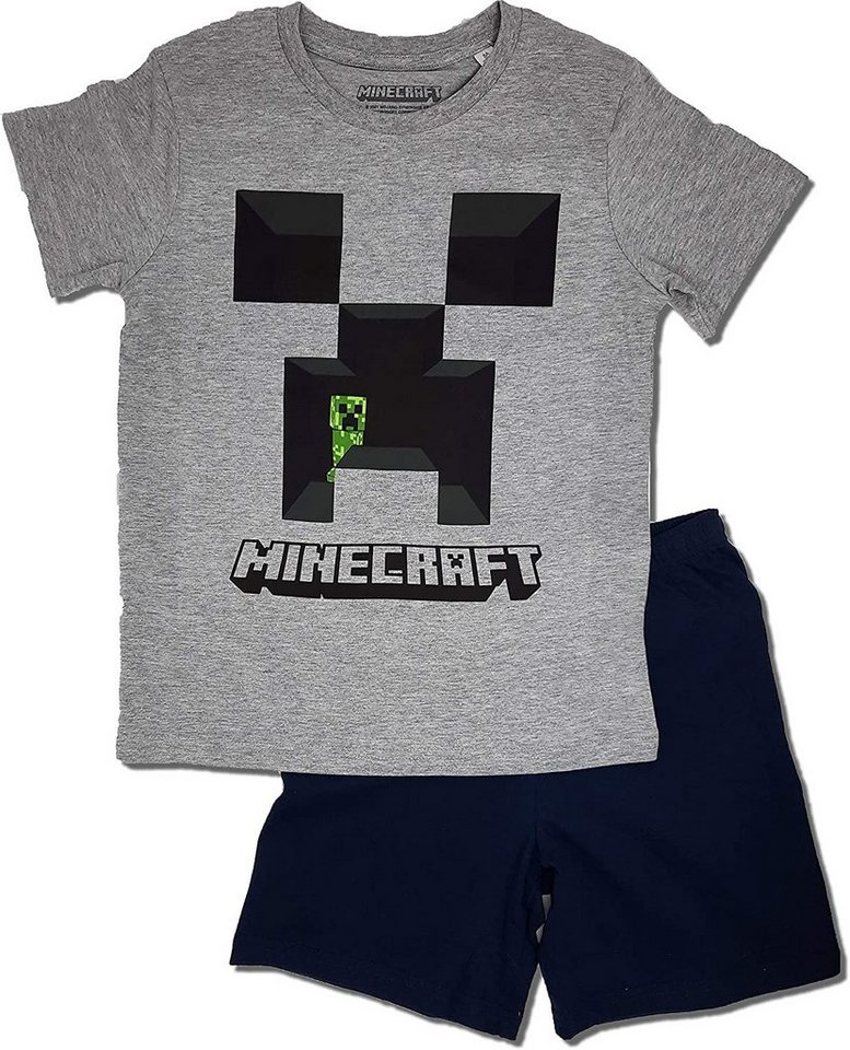 Minecraft Pyjama MINECRAFT KINDERPYJAMA Schlafanzug Short Jungen und Mädchen kurzer Pyjama Gr.104 128 140 152 164 von Minecraft