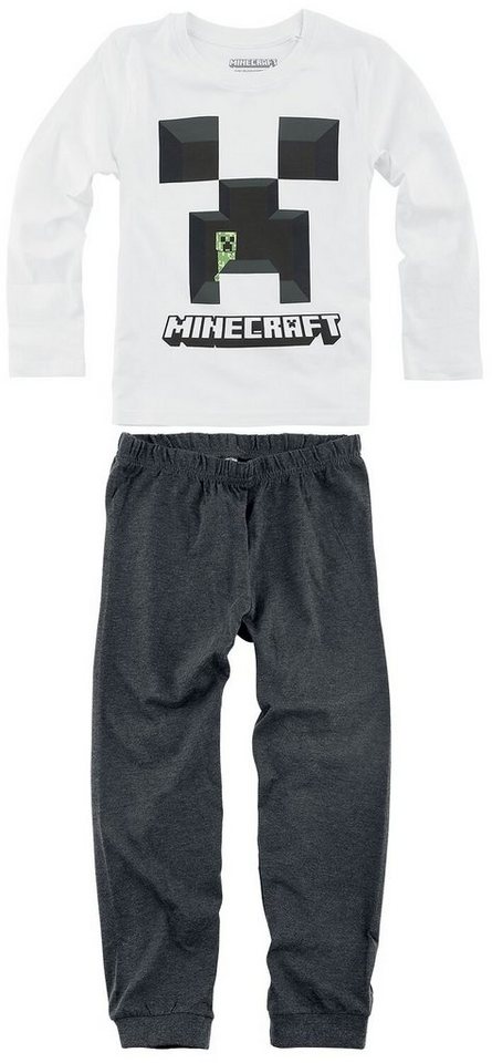 Minecraft Pyjama MINECRAFT PYJAMA Kinder Schlafanzug für Jungen und Mädchen 6 7 8 9 10 Jahre langer Pijama Gr.128 (Oberteil + Hose) von Minecraft