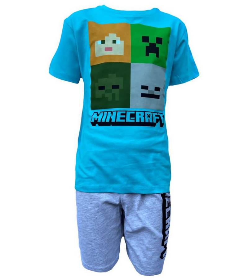 Minecraft Pyjama Minecraft Pyjama Shorty hellblau kurzer Schlafanzug Jungen und Mädchen von Minecraft