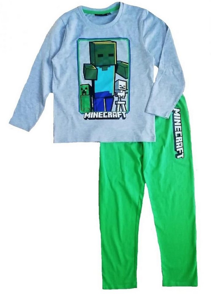 Minecraft Pyjama langer Pyjama Kinder Schlafanzug Jungen + Mädchen 128 - 152 von Minecraft