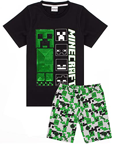 Minecraft Pyjamas Jungen 4 Design Optionen Kinder Top Shorts Gamer PJS 10-11 Jahre von Minecraft