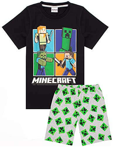 Minecraft Pyjamas Jungen 4 Design Optionen Kinder Top Shorts Gamer PJS 9-10 Jahre von Minecraft