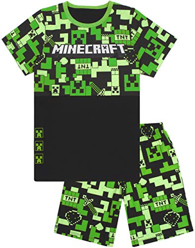 Minecraft Pyjamas Jungen Long OR Short Bottom Optionen Kids Gamer PJs 6-7 Jahre von Minecraft