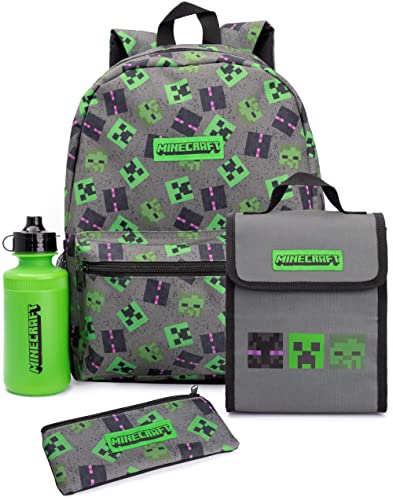 Minecraft Rucksack Set Kids 4 Stück Bösewichte Lunchbox Wasserflasche von Minecraft