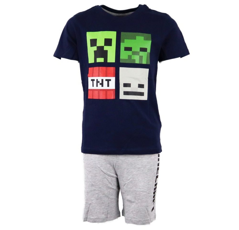 Minecraft Schlafanzug Creeper Jungen kurzer Pyjama Gr. 116 bis 152, Motivwahl von Minecraft