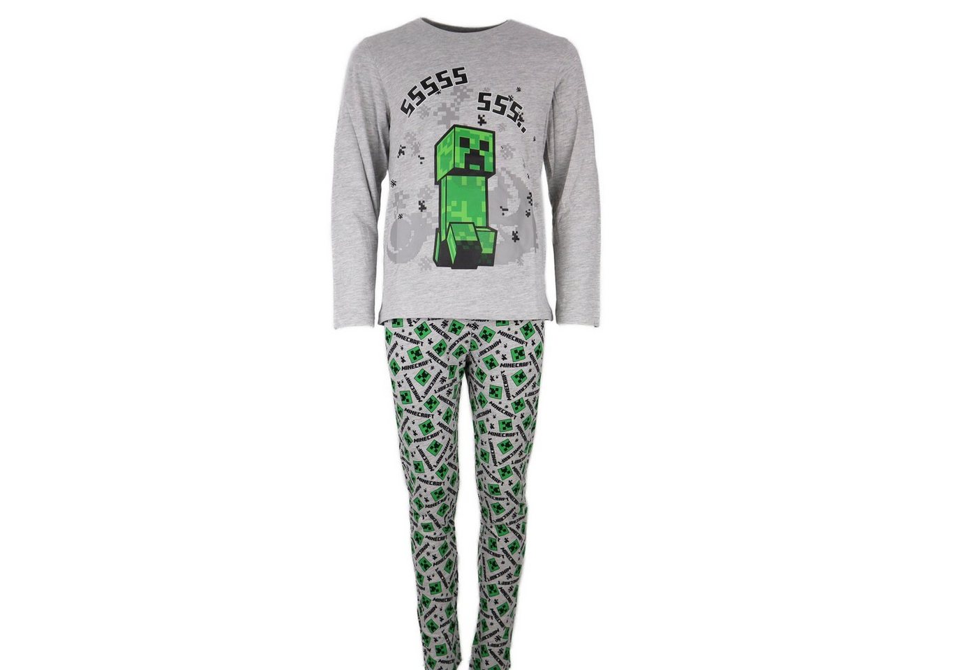 Minecraft Schlafanzug Creeper Kinder Pyjama Set Gr. 116 bis 152 von Minecraft