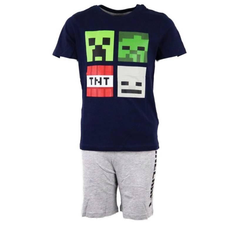 Minecraft Schlafanzug Minecraft Creeper Jungen kurzer Pyjama - Shorts Shirt Gr. 116 bis 152, Motivwahl von Minecraft